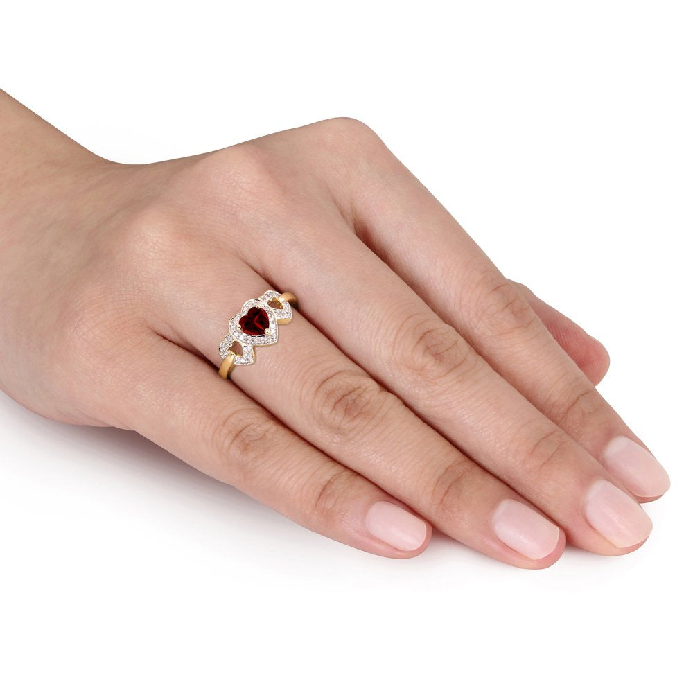 Miabella Women'S 1/2 Carat T.G.W. Heart-Shape Garnet and 1/8 Carat T.G.W. Round-