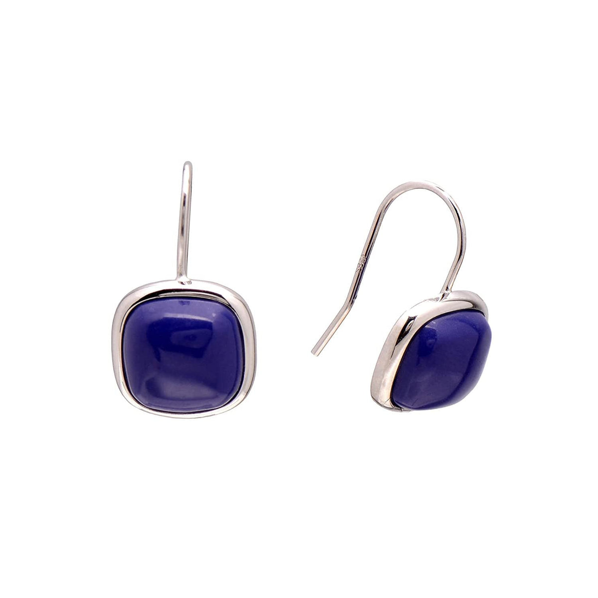 Joseph Brothers Sterling Silver Bezel 10X10Mm Cabochon Lapis Lazuli Earrings, Wh
