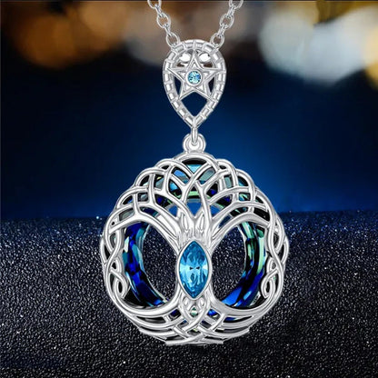 European and American Fashion Women Celtic Life Tree Crystal Pendant Necklace 92