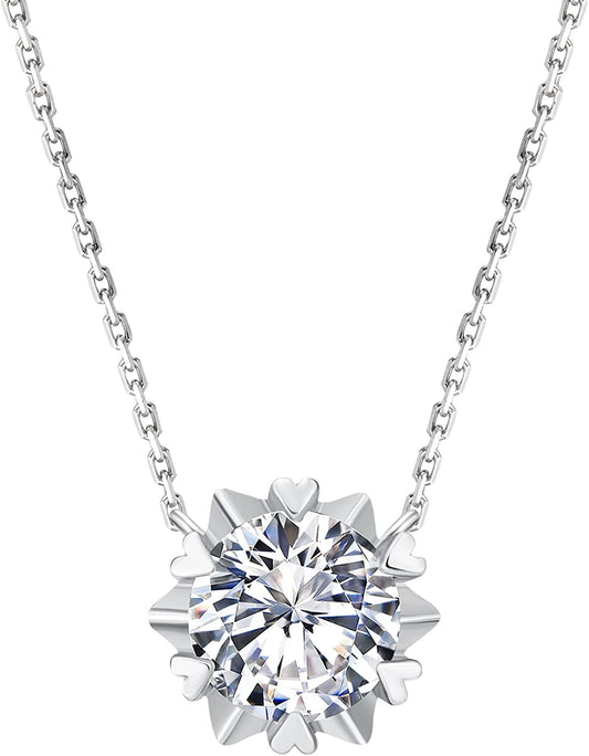 Moissanite Pendant Necklace, 1CT Lab Grown Diamond Stone with VVS1 Clarity D Col