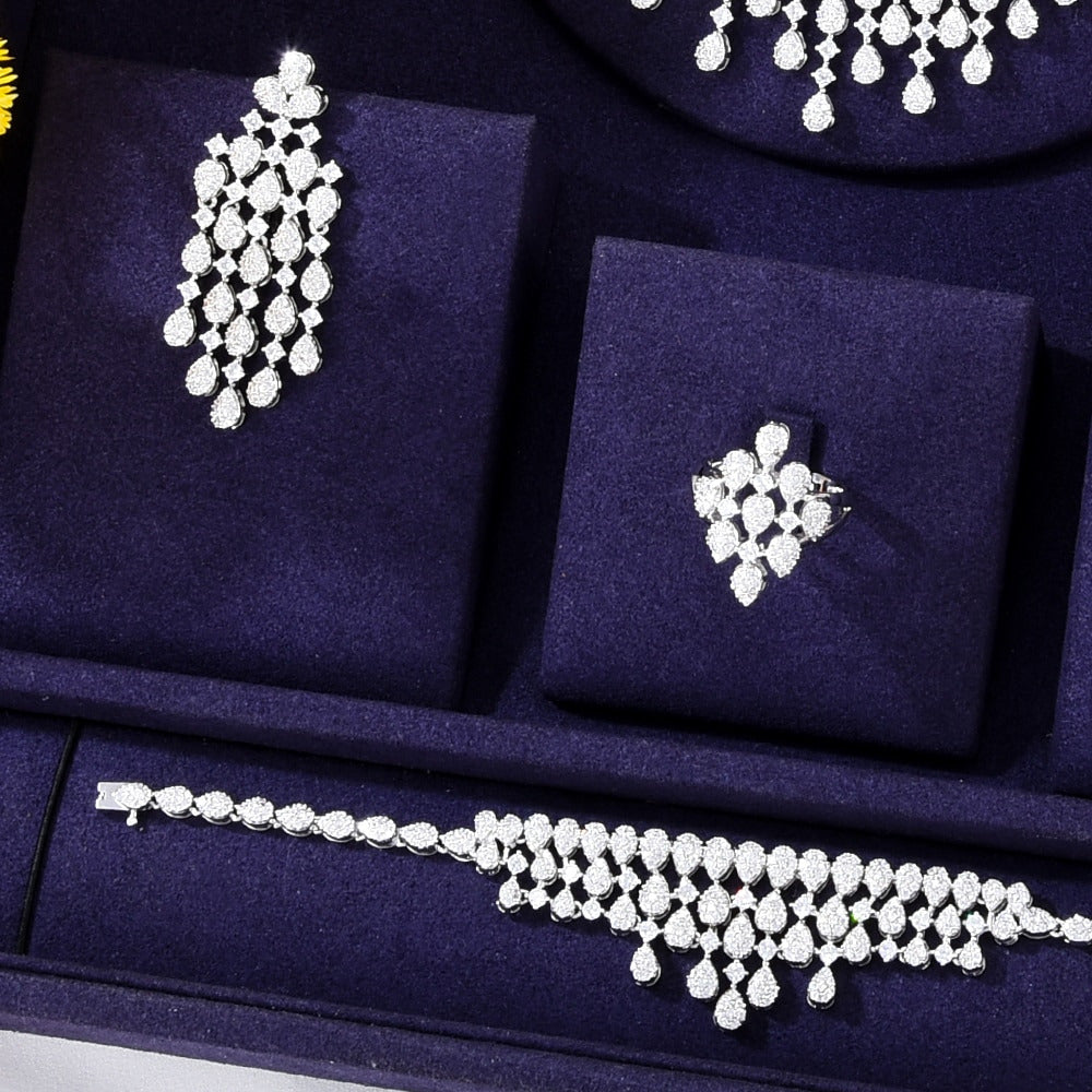 Original Luxury Necklace Bangle Earrings Ring Jewelry Sets for Women Wedding Rus