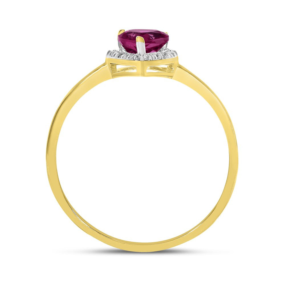 10K Yellow Gold Pear Ruby and Diamond Ring