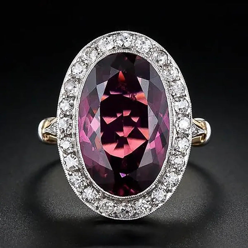 Fashion Luxury 925 Sterling Silver Oval Cut Ruby Ring Princess Engagement Weddin