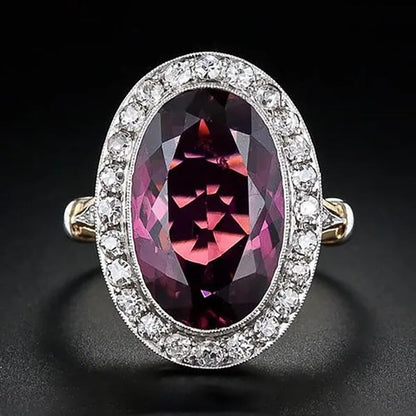 Fashion Luxury 925 Sterling Silver Oval Cut Ruby Ring Princess Engagement Weddin
