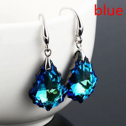Zircon Earrings Exquisite Fashion Silver Plated Earrings Colorful Stud Earrings