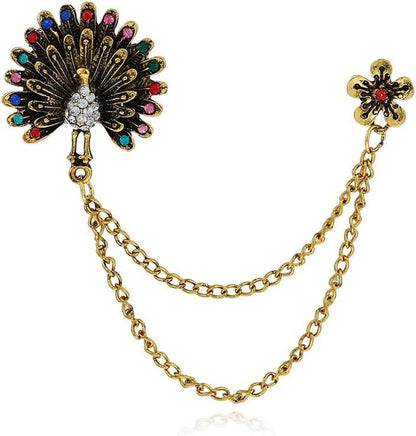 JIAMEI Brooch Corsage with Diamonds Plum Brooch Peacock Opening Screen Crystal C