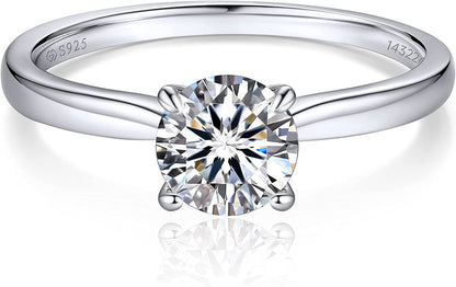 Moissanite Rings, 1Carat Moissanite Rings for Women, D Color VVS1 Simulated Diam