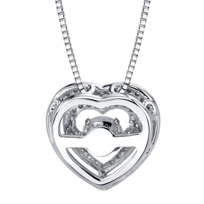 Sterling Silver Dancing White Topaz Heart Pendant with Diamonds