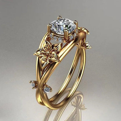 White Sapphire Floral Ring Charming Diamond Princess Rings Exquisite Fashion Flo