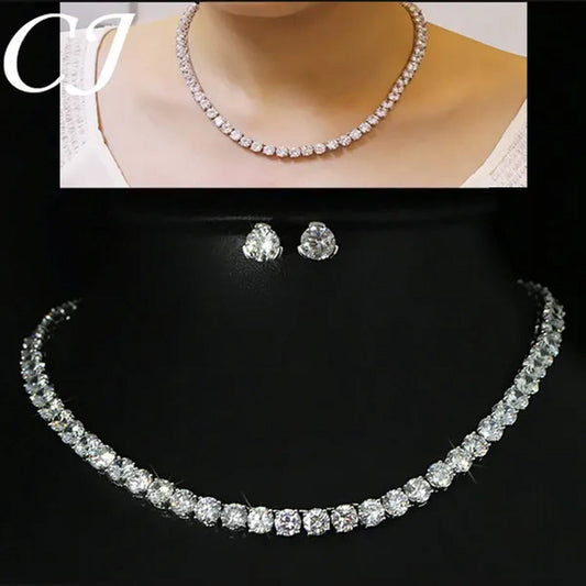 CANDICE Hot Sale 18K White Gold Plated round CZ Diamond Classic Women Wedding Ne