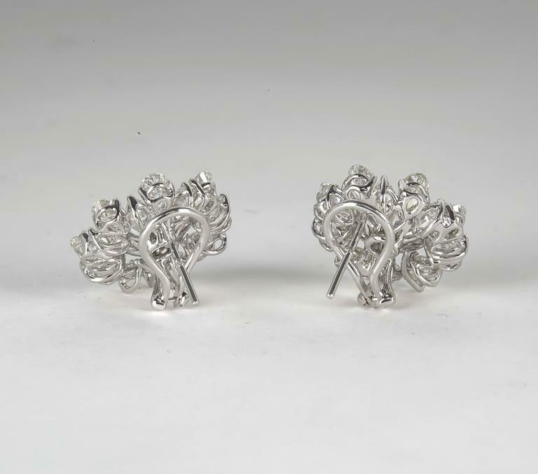 Important Diamond Platinum Button Earrings