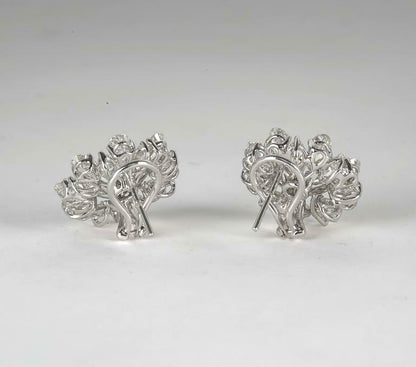 Important Diamond Platinum Button Earrings