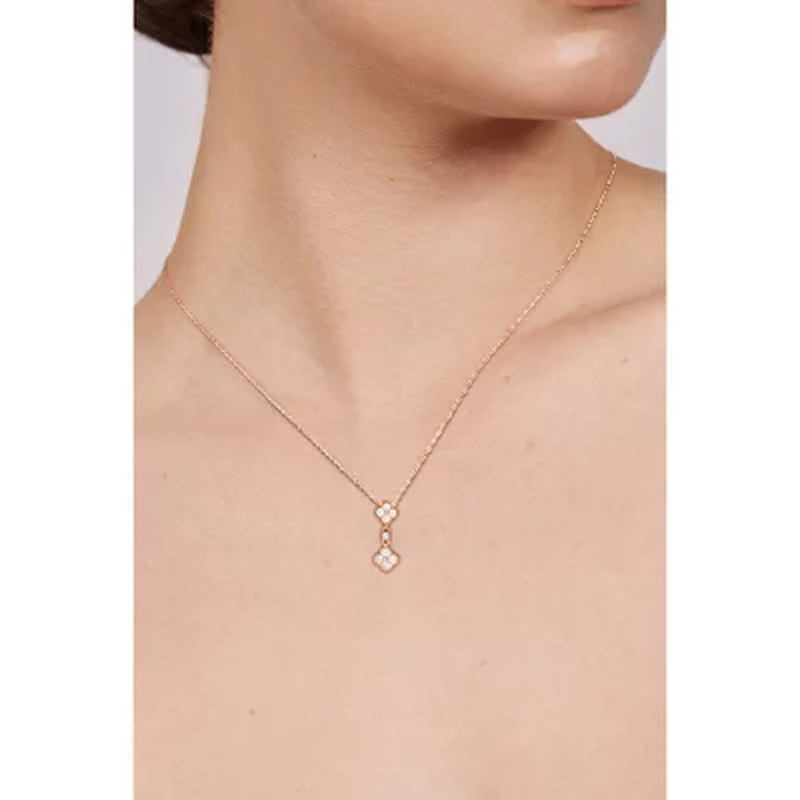 0.18 CT. T.W. Double Composite Flower Diamond Pendant in 14K Gold