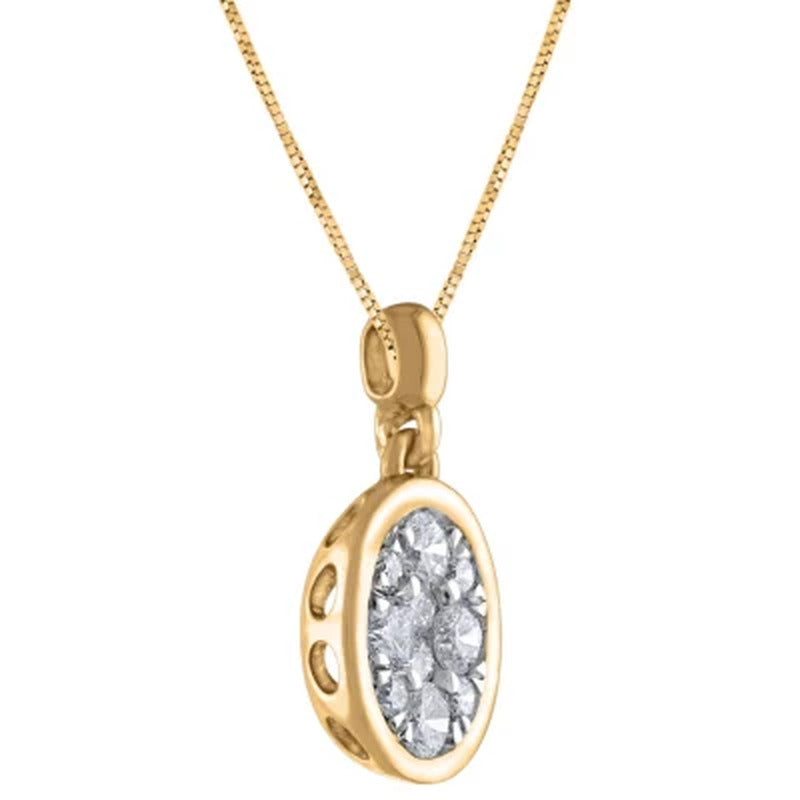 0.23 CT. T.W. Composite Diamond Oval Shape Bezel Pendant in 14K Gold
