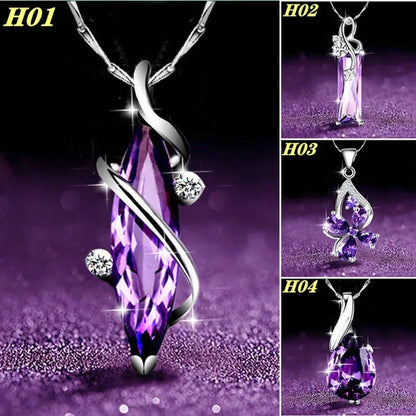 4 Styles High Quality New Arriving Women Charm Crystal Amethyst Diamond Pendant