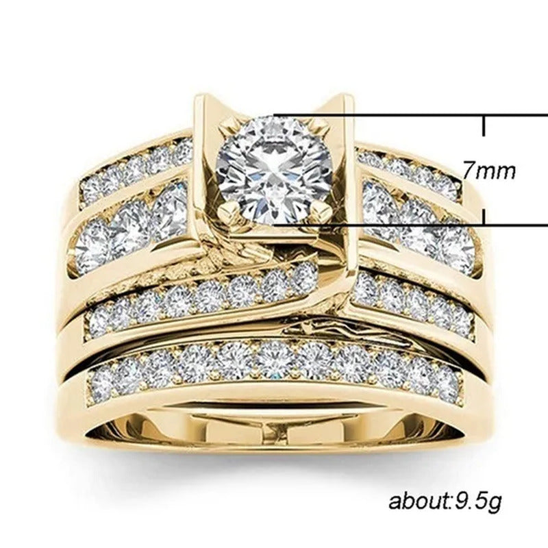 6 Styles Exquisite Women Ladies 18K Gold Natural White Sapphire Diamond Ring Set