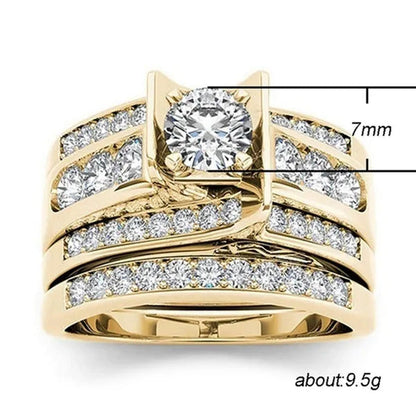 6 Styles Exquisite Women Ladies 18K Gold Natural White Sapphire Diamond Ring Set
