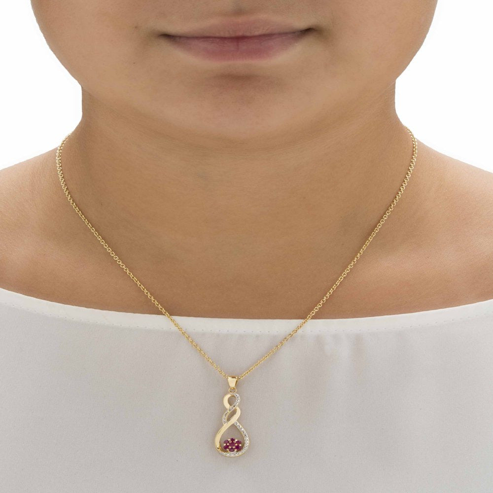 .36 TCW Genuine Red Ruby and Diamond Accent Infinity Flower Pendant Necklace in