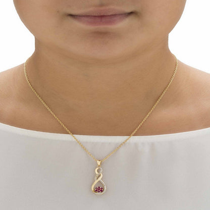 .36 TCW Genuine Red Ruby and Diamond Accent Infinity Flower Pendant Necklace in