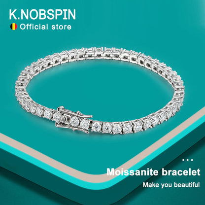 Real Moissanite Bracelet for Women S925 Sterling Silver 4Mm Diamonds Bangles