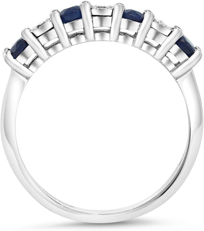 925 Sterling Silver round Diffused Blue Sapphire and White Diamond Women'S Engag