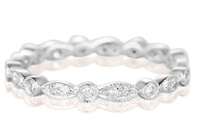 .25 Carat Diamond Matching Ring Band - Full Eternity Band - Art Deco Stackable R