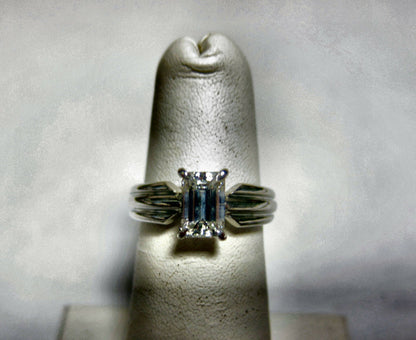 GIA CERTIFIED DIAMOND EMERALD SHAPE SOLITAIRE GROOVED DIAMOND ENGAGEMENT RING