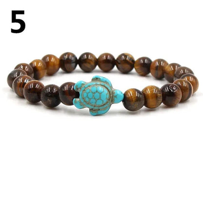 Summer Style Sea Turtle Beads Bracelets for Women Men Classic Natural Stone Elas