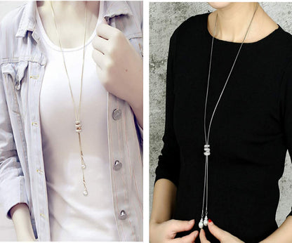 Spiral Pearl Pendant Long Necklace for Women Sweater Chain Statement Necklace Ch