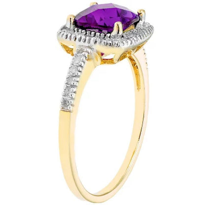 Amethyst and 0.18 CT. T.W. Diamond Ring in 14K Gold