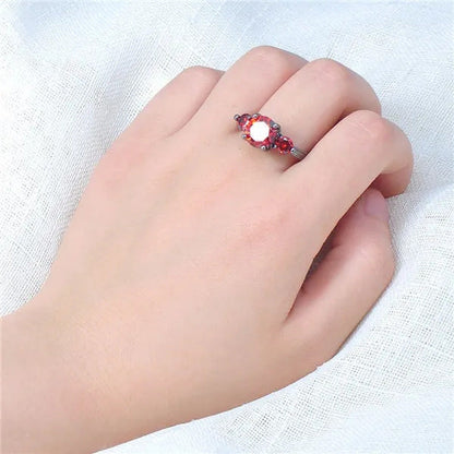 Fashion Jewelry Red Ruby Garnet CZ Wedding Ring for Women Size 5/6/7/8/9/10