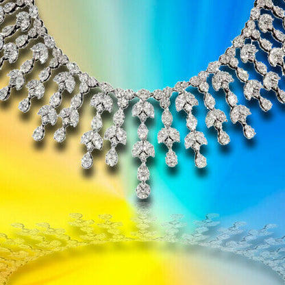 Grand Diamond Drop Necklace 63.29 carats F VS 18 k white gold Necklace Drop