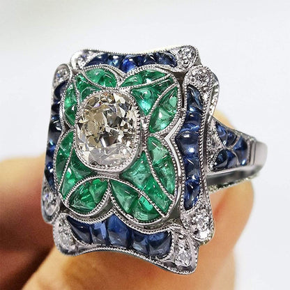 Women Fashion Ring Jewelry Wedding Rings Cute Girls Rings Women Faux Sapphire Em