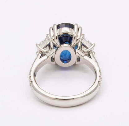 8 Carat Vivid Blue Sapphire and Diamond Ring