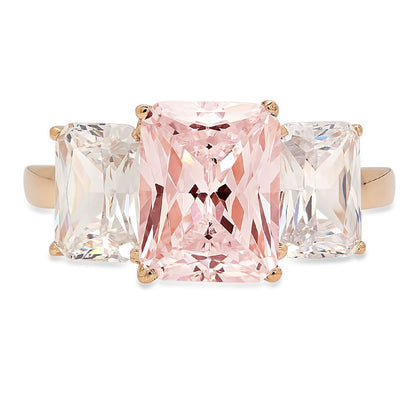 4.0Ct Brilliant Emerald Cut VVS1 Genuine Conflict Free Pink Simulated Diamond Re
