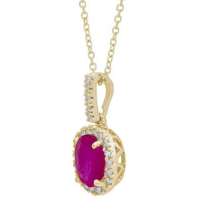 Genuine Ruby and 0.11 CT. T.W. Diamond Pendant in 14K Gold