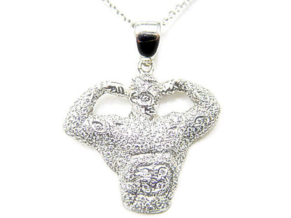 DIAMOND ROUND BRILLIANT SHAPE PAVE SET MUSCLE MAN PENDANT