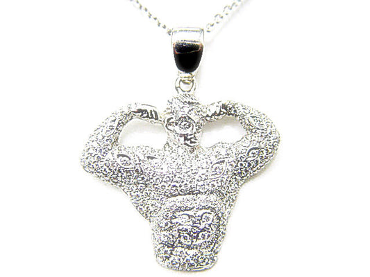 DIAMOND ROUND BRILLIANT SHAPE PAVE SET MUSCLE MAN PENDANT