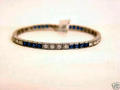 SQUARE CUT BLUE SAPPHIRE 6.10 CTTW ROUND BRILLIANT CUT