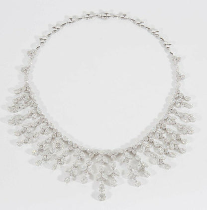 Grand Diamond Drop Necklace 63.29 carats F VS 18 k white gold Necklace Drop