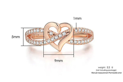 New Infinity Heart Cross Ring Promise Ring Forever Diamond Ring Heart Ring Silve