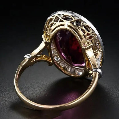 Fashion Luxury 925 Sterling Silver Oval Cut Ruby Ring Princess Engagement Weddin