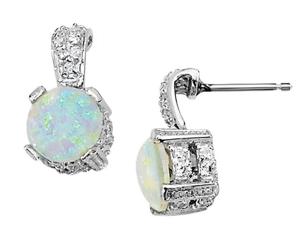 Cheryl M. Created Synthetic Opal Earrings with Cubic Zirconia (CZ) (CZ) in Sterl