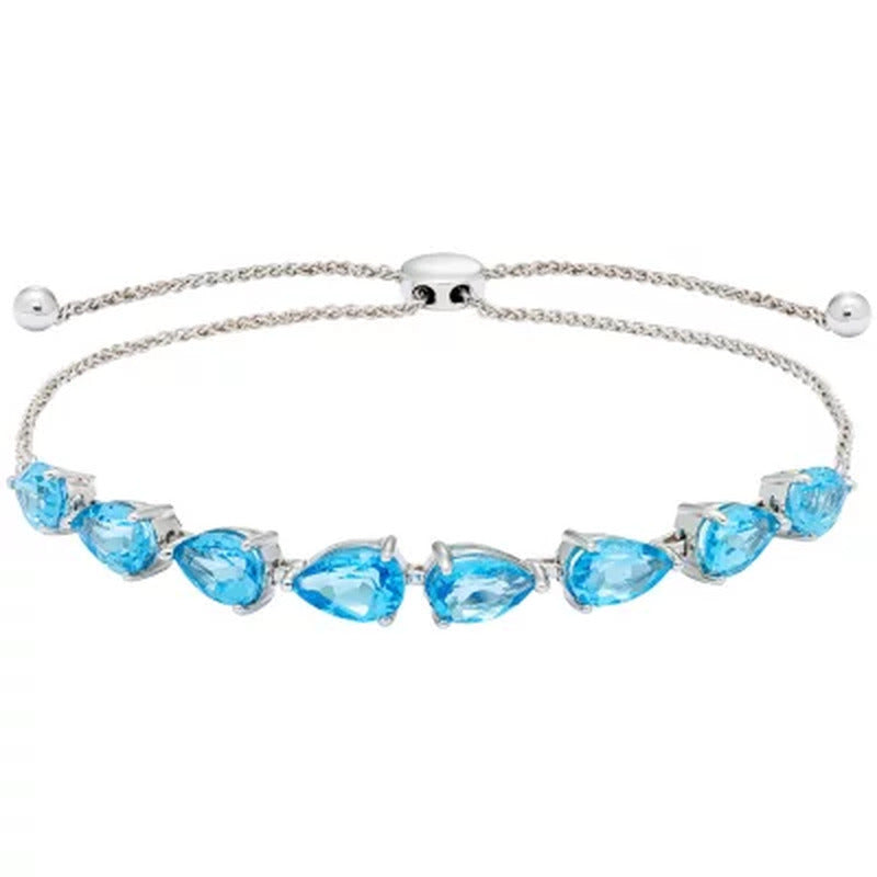 Blue Topaz Sterling Silver Bolo Bracelet
