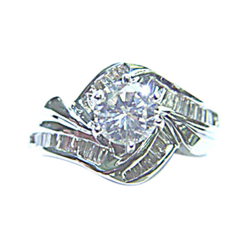 CERTIFIED .82 CT ROUND BRILLIANT DIAMOND .55 CT BAGUETTE DIAMOND ENGAGEMENT RING