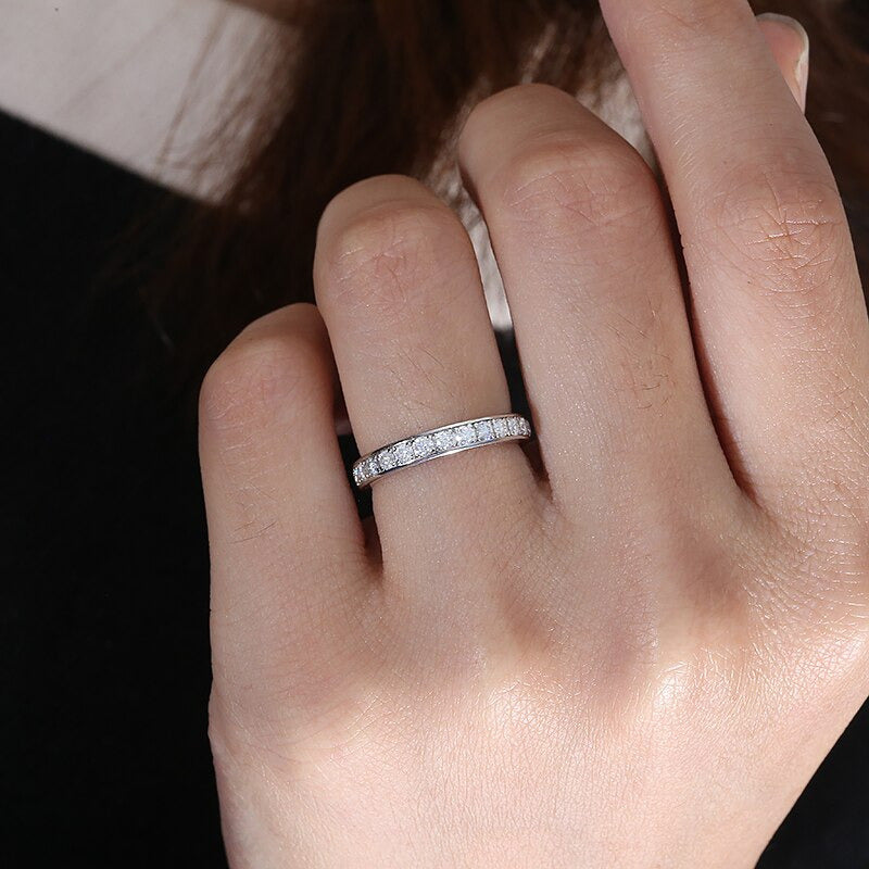 AEW S925 Silver 1.2Ctw DF Color Moissanite Eternity Wedding Band Moissanite