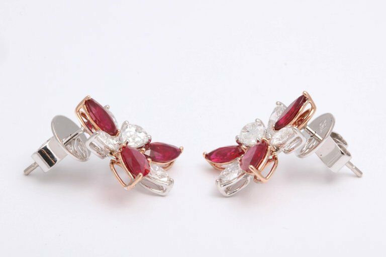 Ruby and Diamond Cluster Earrings