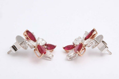Ruby and Diamond Cluster Earrings
