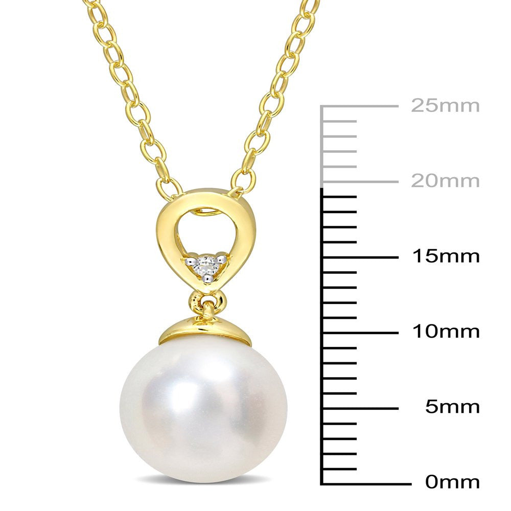 Miabella Women'S 8-9Mm Drop-Shaped South Sea Cultured Freshwater Pearl and 0.015