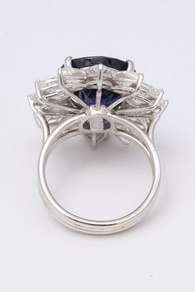 Natural Burma No Heat Blue Sapphire Ring 9.73 ct cushion